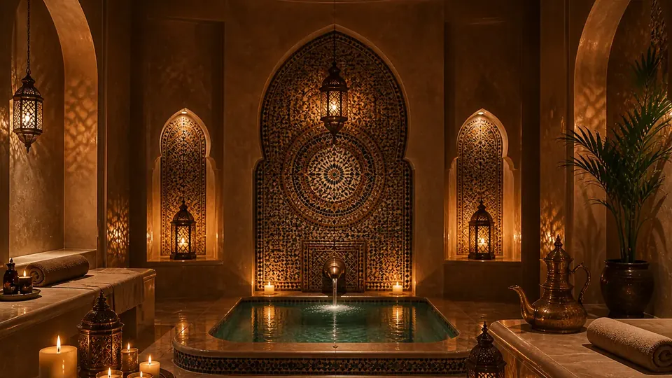 The Moroccan-styled hammam and plunge area at Bliss Elora Spa